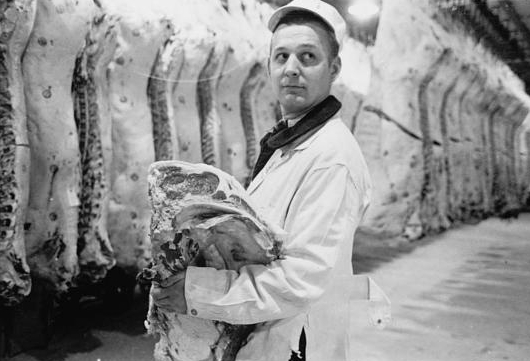 Butcher in Meat Locker in Chicago; Stanley Kubrick, Photographer; 1949 in Chicago; Stanley Kubrick, Photographer; 1949