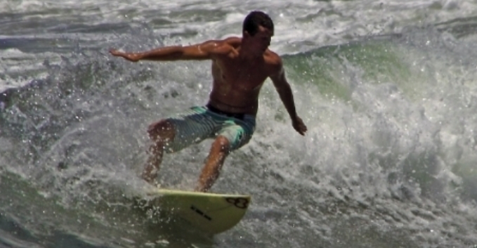 Surfing at Pacific Beach in San Diego, California
