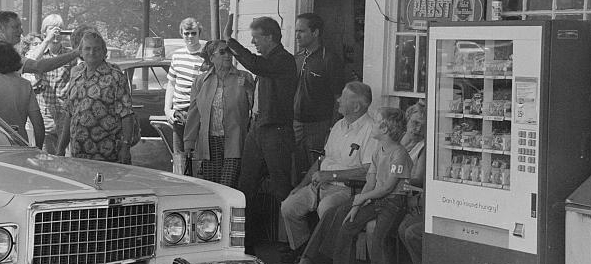 Jimmy Carter Campaigning At His Brother Billy's Gas Station