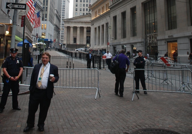 Wall and Broad Streets (at the New York Stock Exchange) Closed