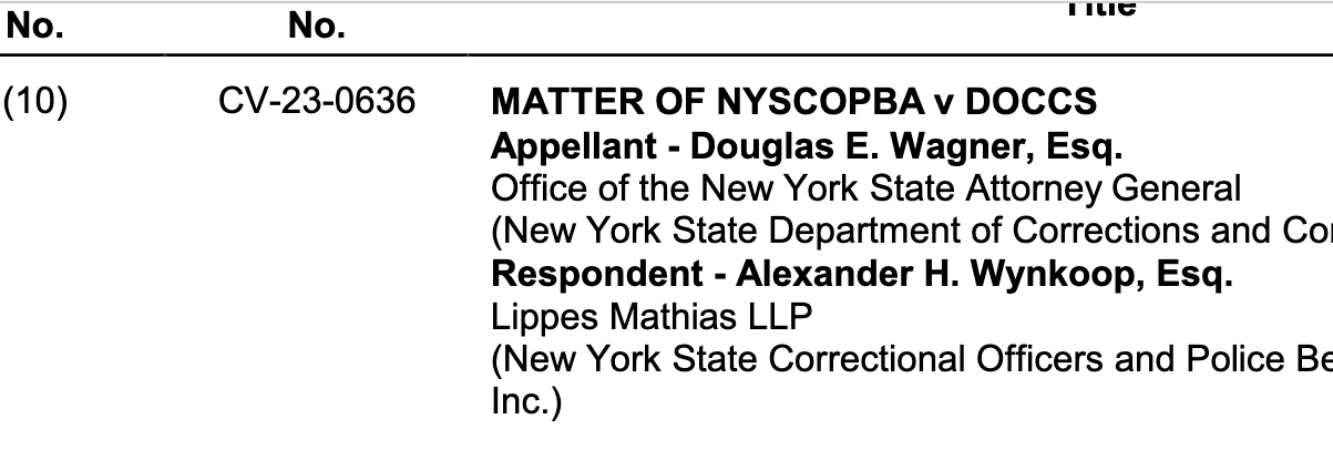 part of an AD3 calendar shoing this NYSCOPBA case