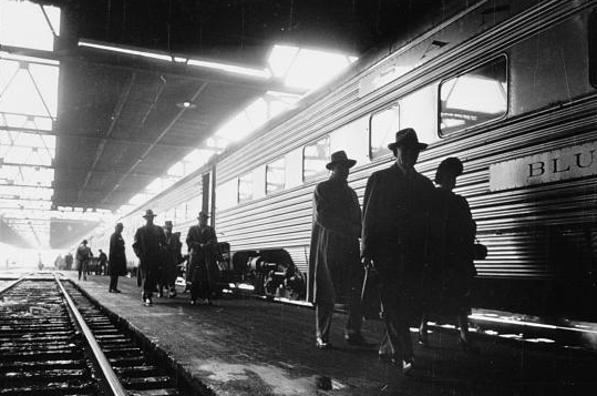 Men by Train in Chicago; Stanley Kubrick, Photographer; 1949