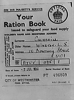 Winston Churchill's 1941 ration book swhowing his home address