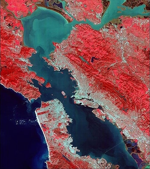 San Francisco Bay, California, USA, color, overhead photograph