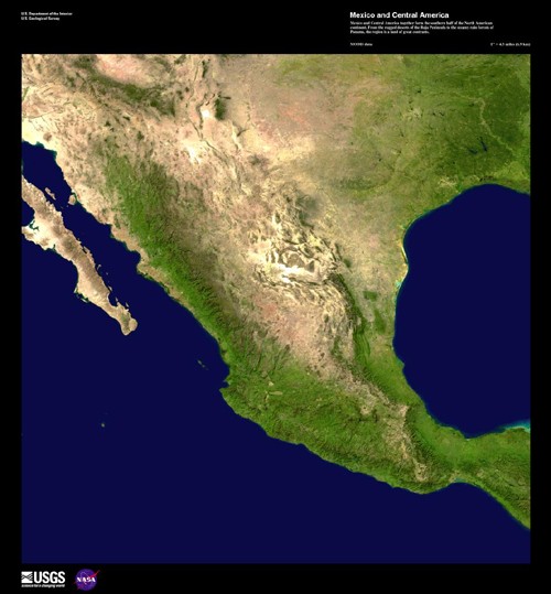 Mexico and Central America, color satellite image jpg