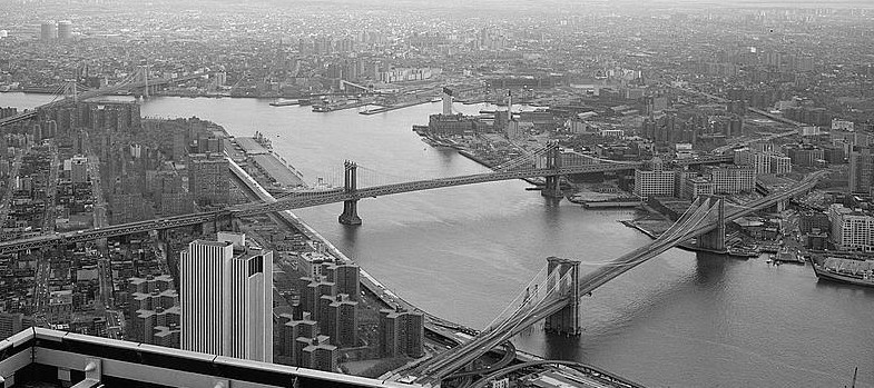 Williamsburg Bridge left, Manhattan Bridge center, Brooklyn Bridge right
