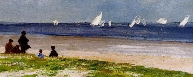 Bottom of Painting:  Sailboats off Far Rockaway, Edward About 1912